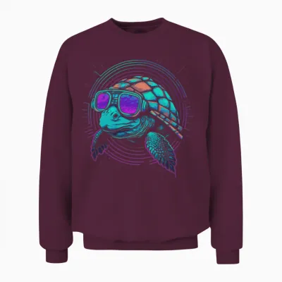 Retro Turtle Unisex Sweatshirt - Maroon