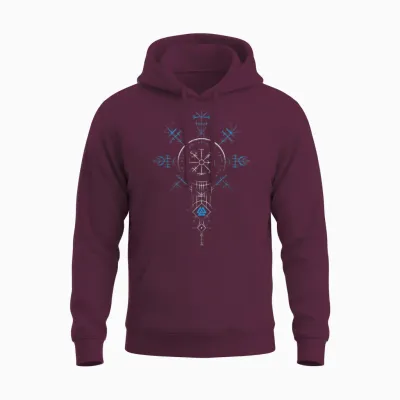 Klassisches Keltischer Vikinger Vegvisir Kompass Viking T-Shirt, Black Unisex Hoodie - Maroon