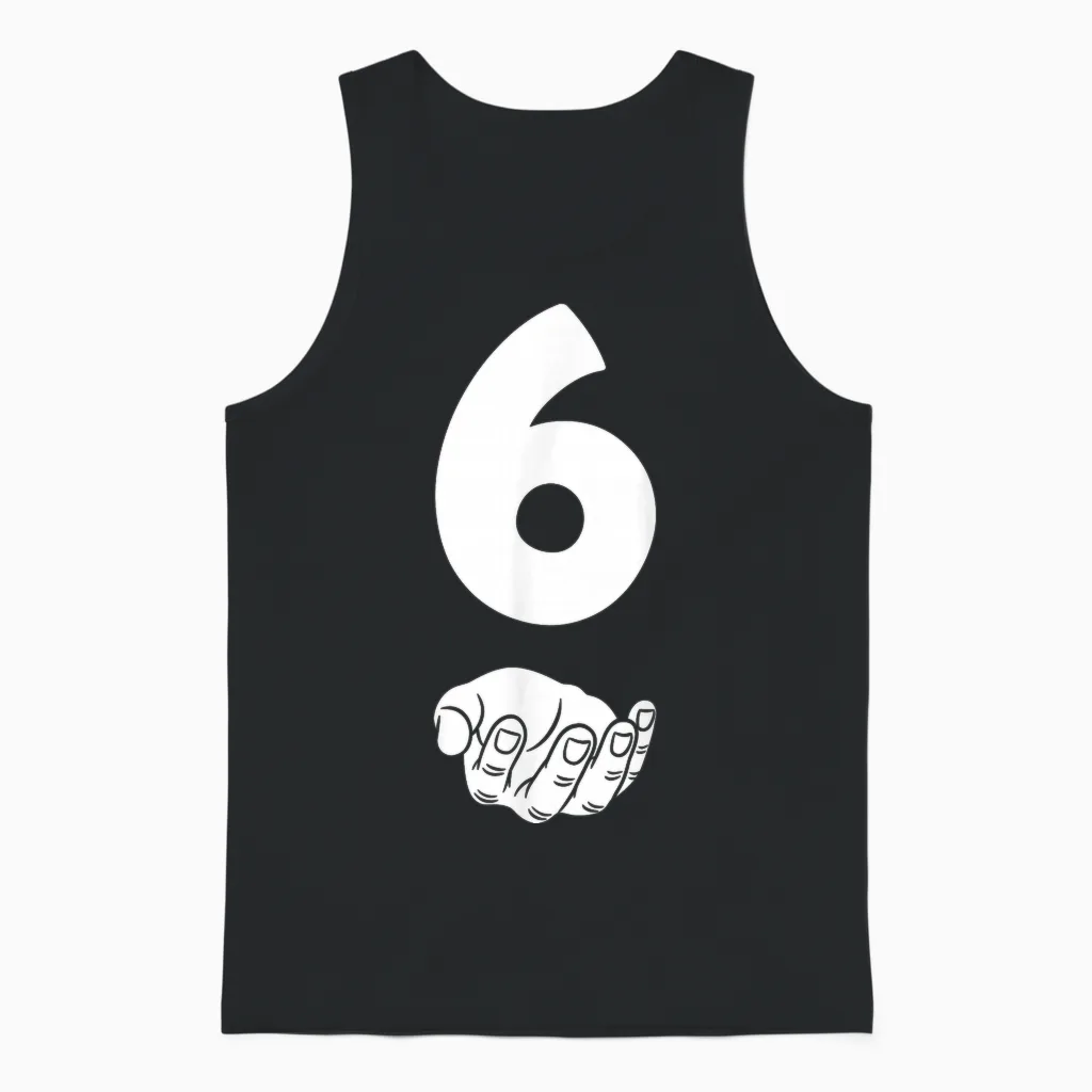 6 Number Six Funny Hands Meme School Teen Kid Matching Unisex Tank Top in Black