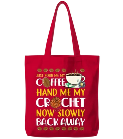 Coffee Lover Crocheter Crafter Crocheting Caffeine Tote Bags - Red