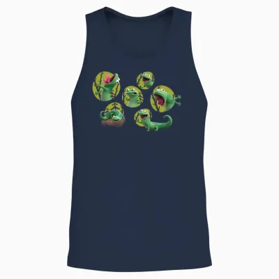 Disney and Pixar's Hoppers Tom Lizard Moods & Funny Faces Unisex Tank Top - Navy