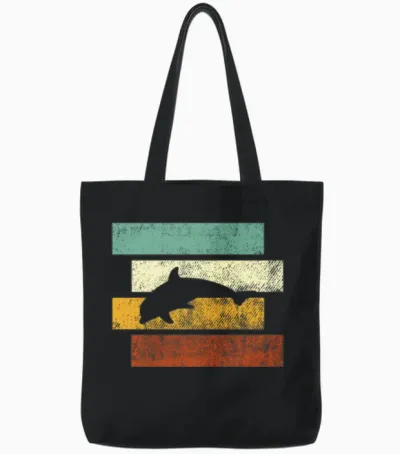 Dolphin Retro Tote Bags - Black