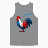 Coq Drapeau France Tricolore Bleu, Blanc Et Rouge T-Shirt, Blue, S Unisex Tank Top in Sport Grey - 1
