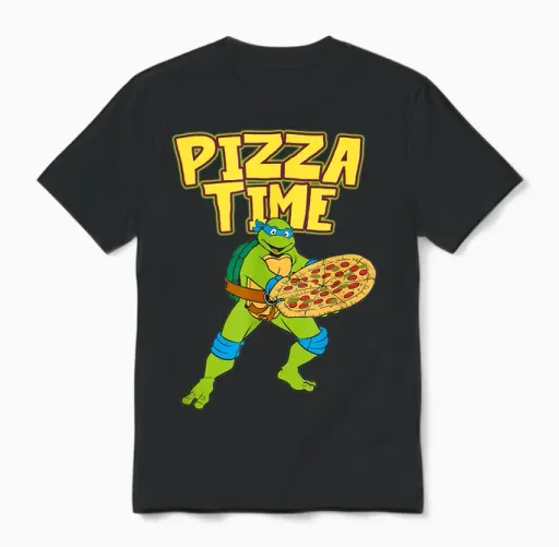 Leonardo - Pizza Time Unisex T-Shirt in Black