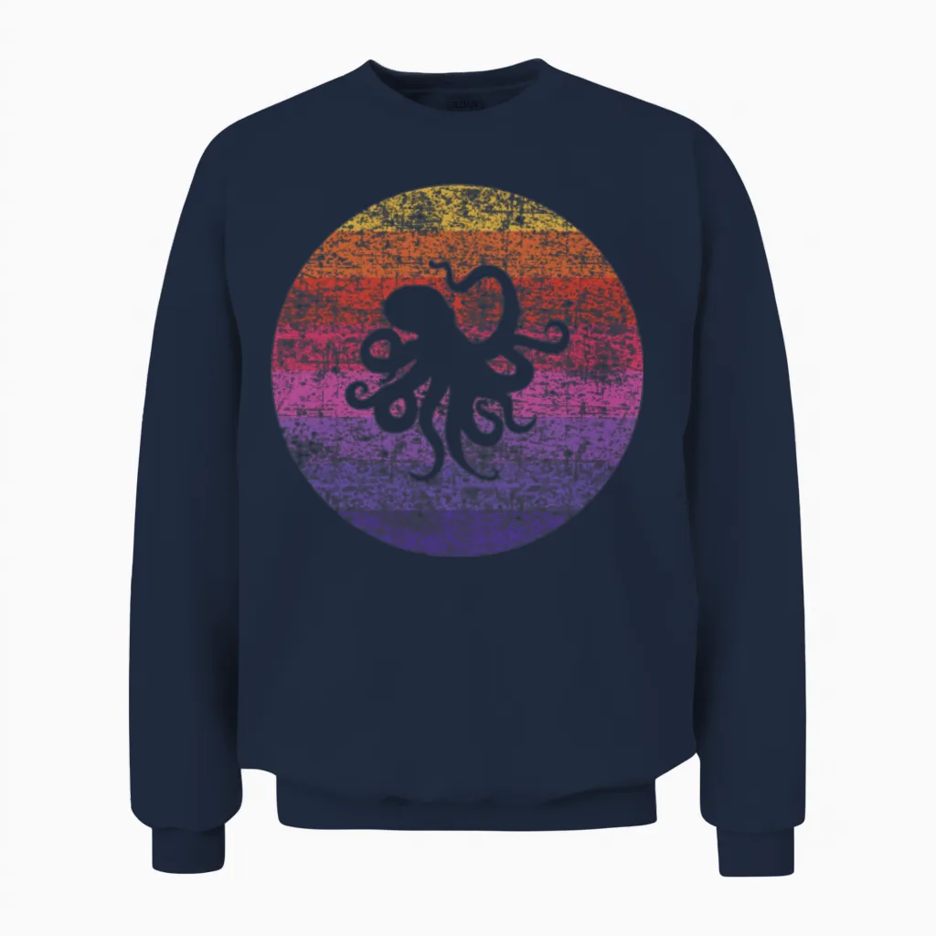 Octopus Retro Unisex Sweatshirt in Navy