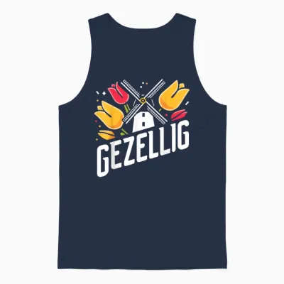 Gezellig Holland Holländisch Tulpe Niederlande Unisex Tank Top - Navy