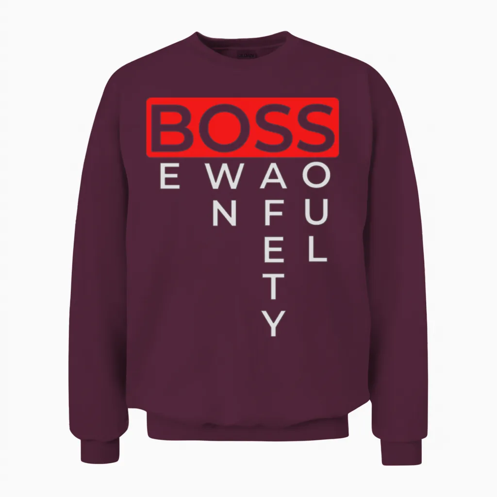 Boss Logo Funny Unisex Sweatshirt in Maroon