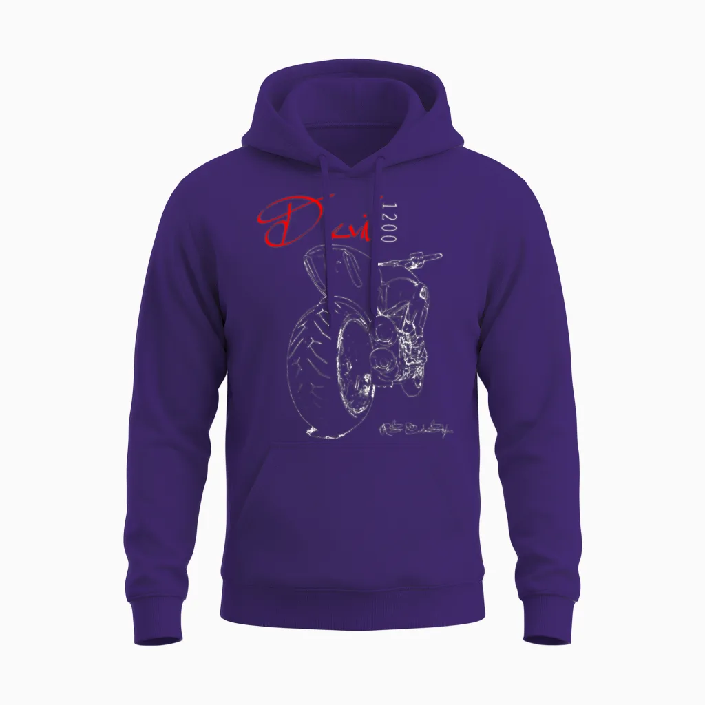 Ducati Diavel 1200 Biker, Motorcycle, Italian Unisex Hoodie in Purple