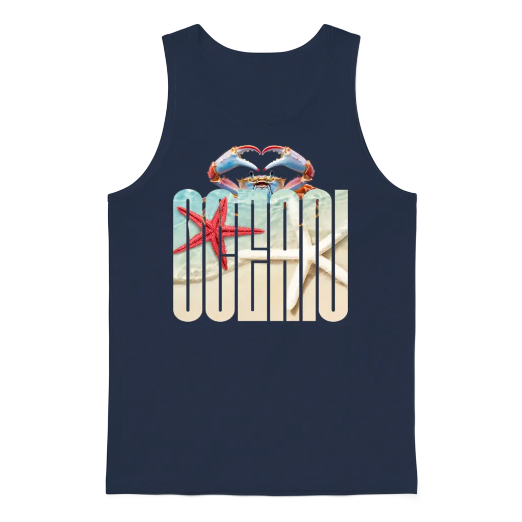 Crab Heart Ocean Unisex Tank Top - Navy