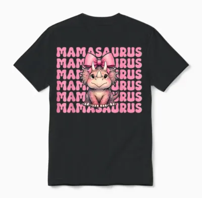Mamasaurus Triceratops Mama Dinosaur Mom Mother's Day Unisex T-Shirt - Black