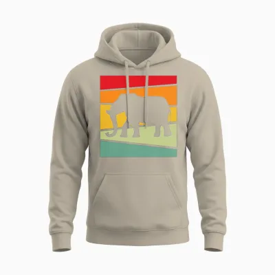 Elephant Retro Unisex Hoodie - Sand