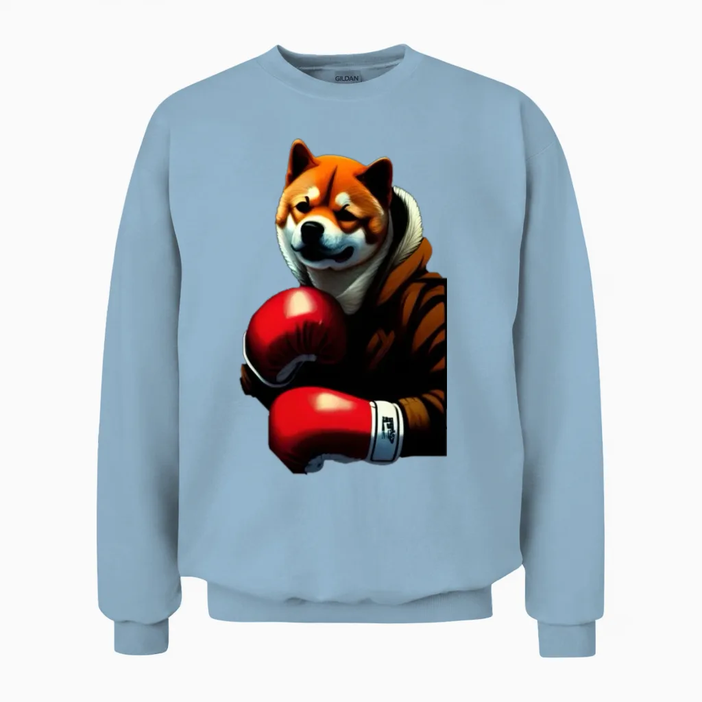 The Shiba Inu Boxer No. 1 Unisex Sweatshirt in Light Blue