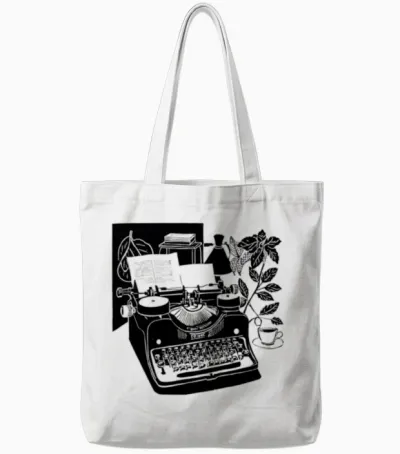 A Retro Typewriter, a Gentleman's Life Tote Bags - White