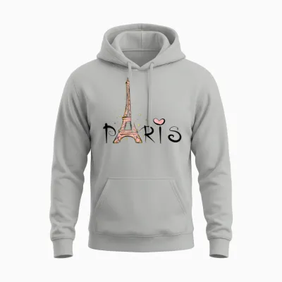 Eiffel Tower Paris Girls Boys Travel Holiday France Souvenir T-Shirt, White Unisex Hoodie - Ash