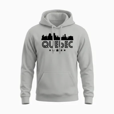 Retro Quebec Skyline Unisex Hoodie - Ash