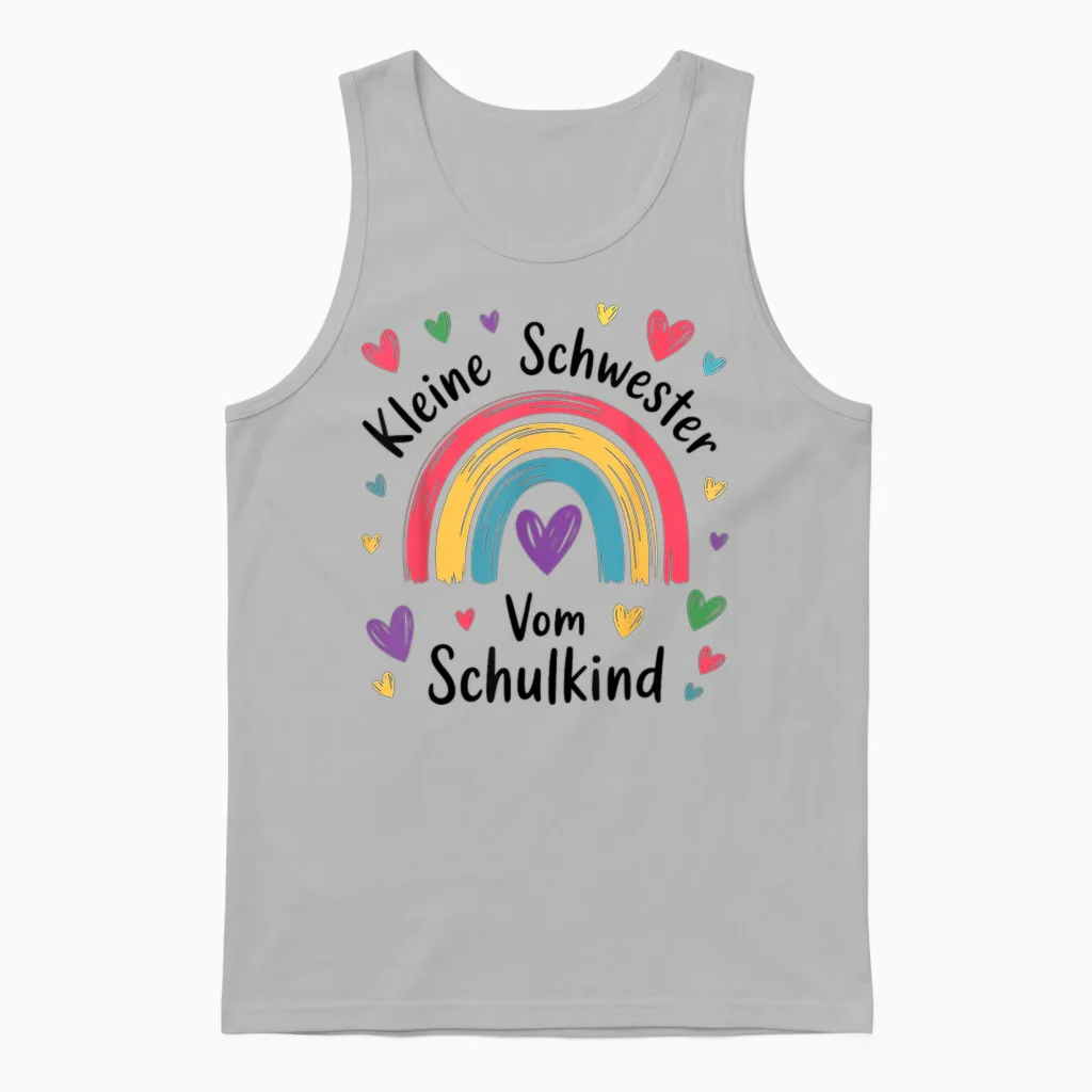 Kleine Schwester Vom Schulkind Regenbogen Geschwister Kinder Unisex Tank Top in Ash