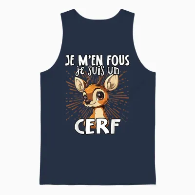 Je M'en Fous Je Suis Un Cerf - Cute Deer T-Shirt, Black, S Unisex Tank Top - Navy