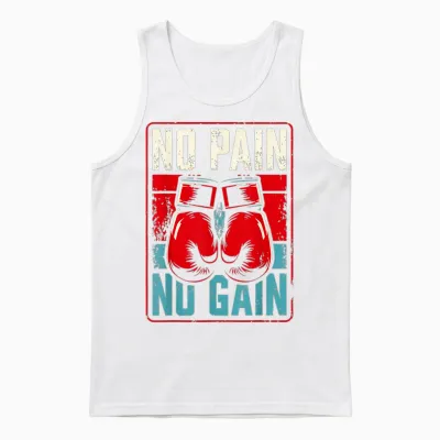 No Pain No Gain Idea Boxing T-Shirt, Black, S Unisex Tank Top - White