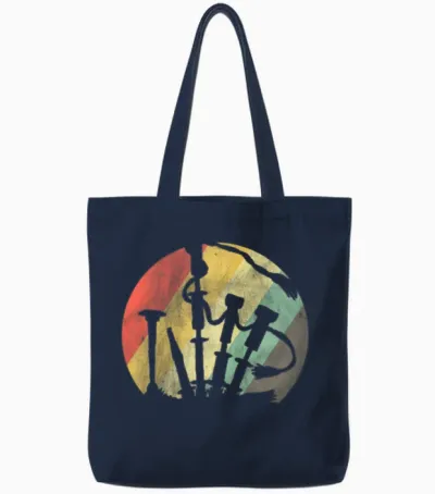 Retro Bagpipe Vintage Tote Bags - Navy