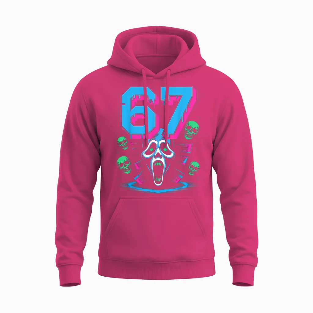 67 Halloween Scp Horror Face Scary Costume Shirt Horror 6 7 Unisex Hoodie in Heliconia