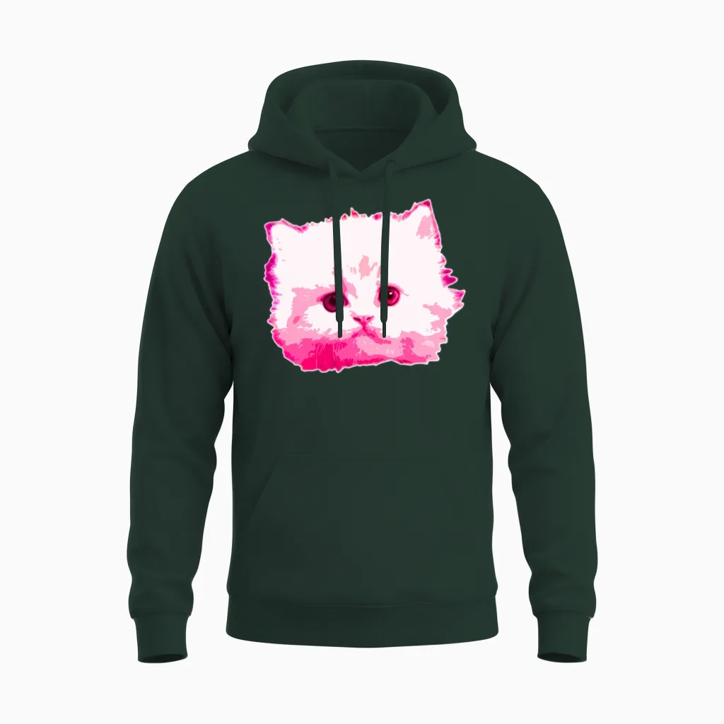 Cat Pink Lovers Gift Unisex Hoodie in Forest