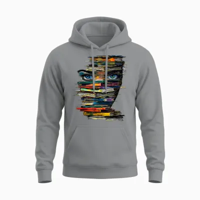 Book Women Graphic Art Colourful Eyes T-Shirt, White Unisex Hoodie - Sport Grey