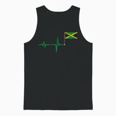 Heartbeat Jamaica Flag Gift Unisex Tank Top - Black