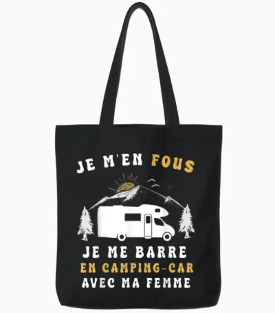 Camping Car Humour Je Me Barre En Camping-T-Shirt, Black, S Tote Bags - Black