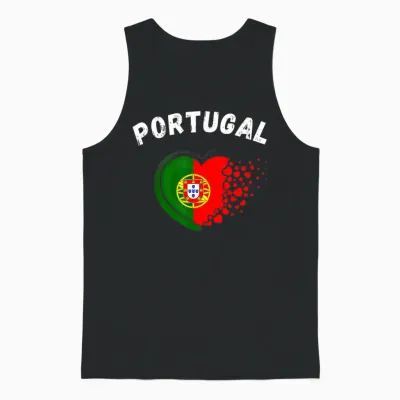 Portugal Flag Heart Outdoor Travel Portuguese to Portugal Unisex Tank Top - Black