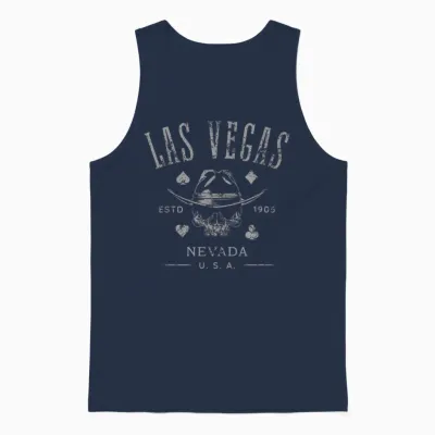 Las Vegas Nevada Estd 1905 Aged Skull T-Shirt, Black, S Unisex Tank Top - Navy