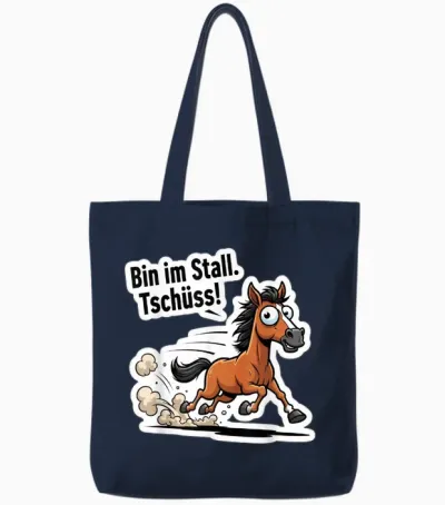 Funny Horse Design - Bin Im Stall Tsch! Tote Bags - Navy