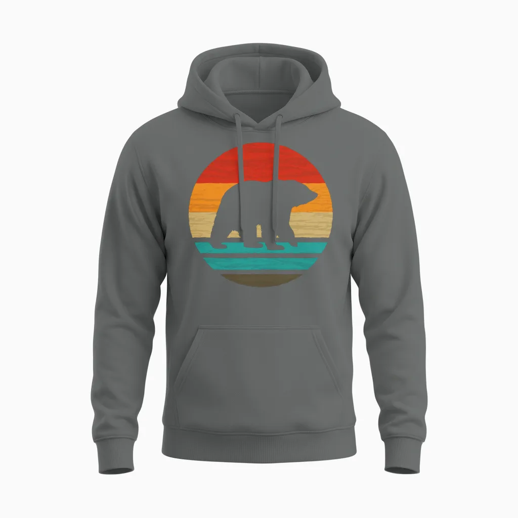Bear Retro Style Vintage Wildlife Unisex Hoodie - Graphite Heather