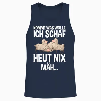 Komme Was Wolle Ich Schaf Heut Nix Mah Farmers Tired Sheep T-Shirt, Black, S Unisex Tank Top - Navy