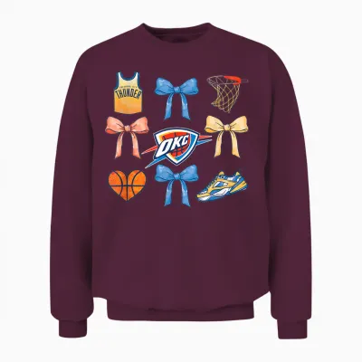 Nba Oklahoma City Thunder Bow Grid Unisex Sweatshirt - Maroon