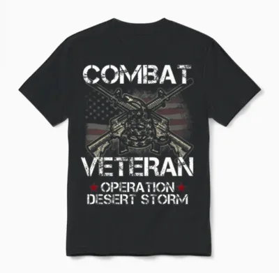 Combat Veteran Desert Storm Military Unisex T-Shirt - Black