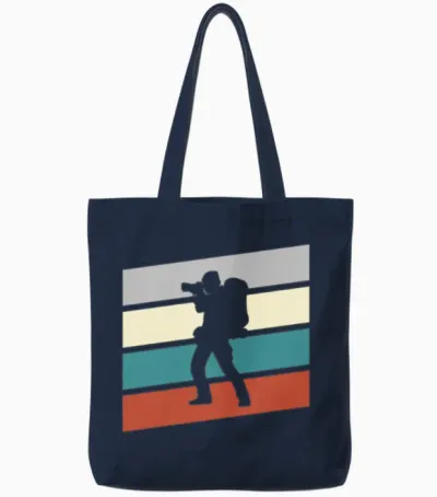 Photographer Retro Tote Bags - Navy