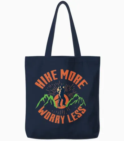 Hike More Worry Less Tote Bags - Navy
