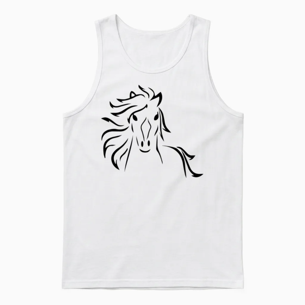 Horse Outline - Lovers Unisex Tank Top in White
