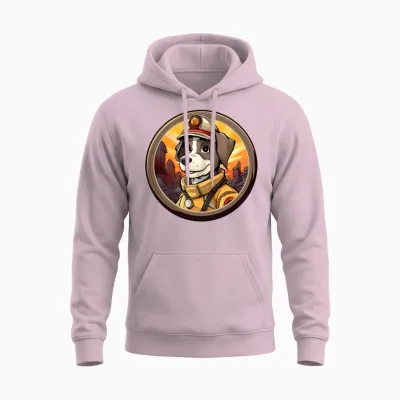 Dogs Firefighter / Fireman Dog Unisex Hoodie - Light Pink