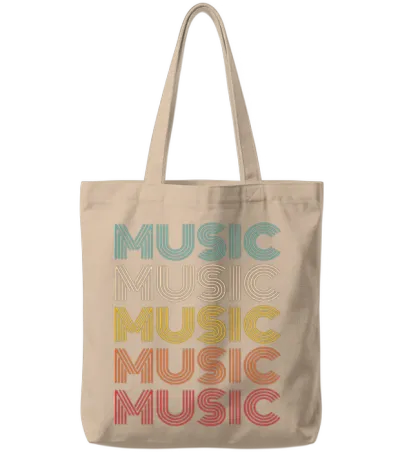 Retro Music Tote Bags - Natural
