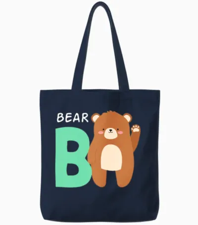 Bear Alphabet Funny Tote Bags - Navy