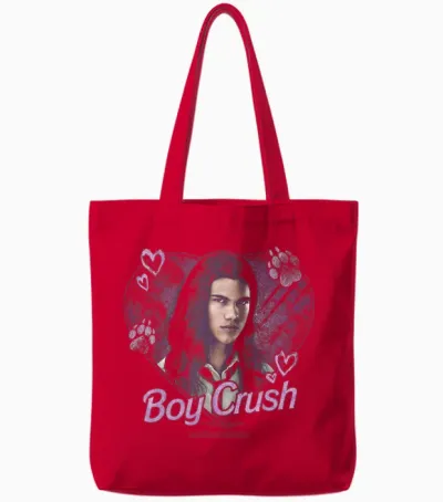 Twilight Boy Crush Jacob Heart Collage Werewolf Movie Tote Bags - Red