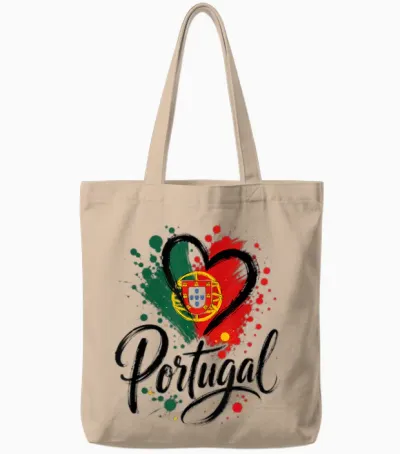 I Love Portugal Vacation Travel Drapeau En Forme De Cœur Motif Touristique Tote Bags - Natural