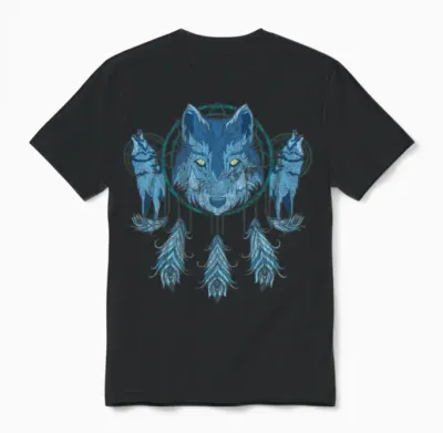 Predator Dream Catcher Animal Motif Gift Wolf Unisex T-Shirt - Black