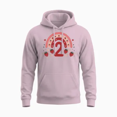 2. Geburtstag Mädchen Erdbeer Deko 2 Jährige Mädchen Unisex Hoodie - Light Pink