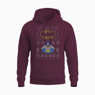 Dc Comics Batman Christmas Ugly Unisex Hoodie - Maroon