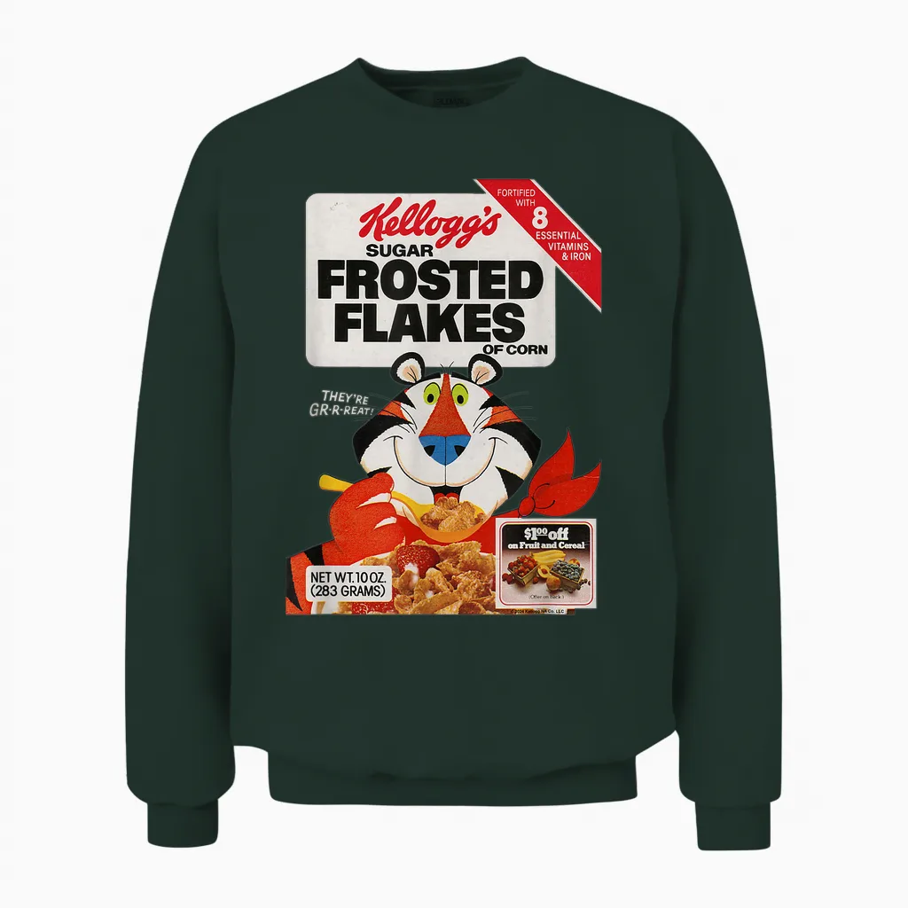 Kellogg's Frosted Flakes 1980er Müslibox Tony Der Tiger Unisex Sweatshirt in Forest