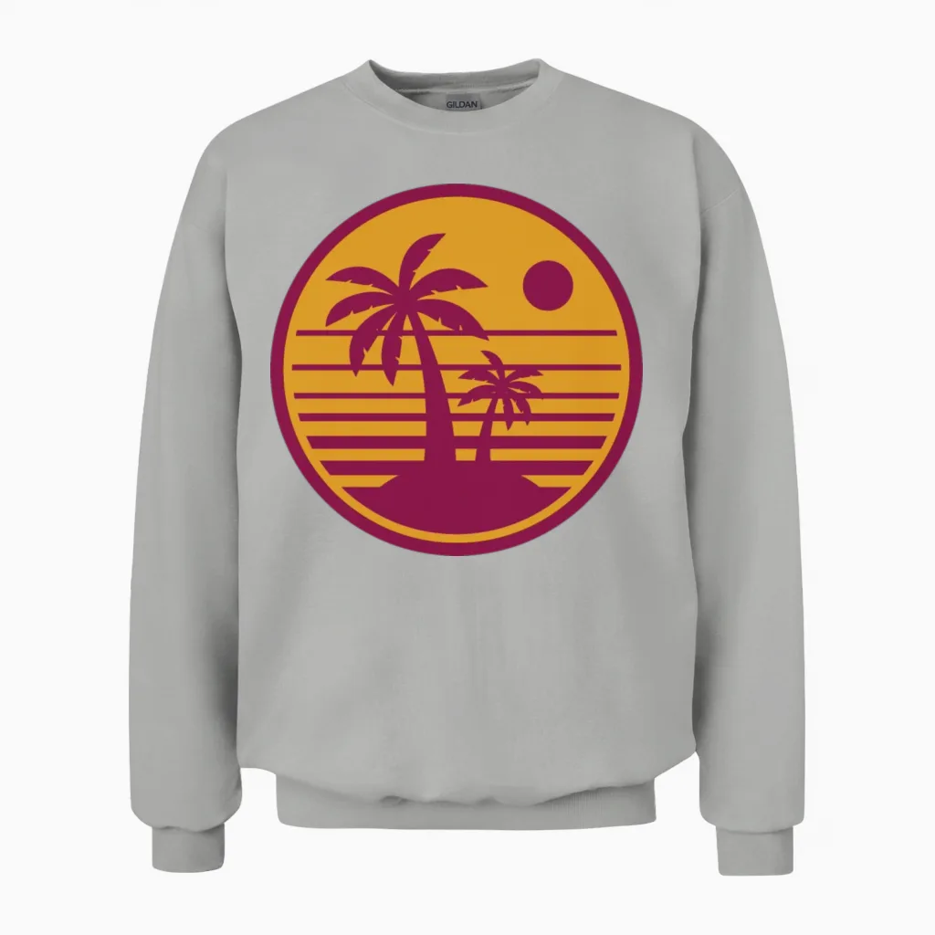 Retro Sunset Beach Summer & Unisex Sweatshirt in Ash