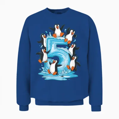 Kinder Pinguine 5. Geburtstag Jungen Mädchen 5 Jahre Pinguin Unisex Sweatshirt - Royal