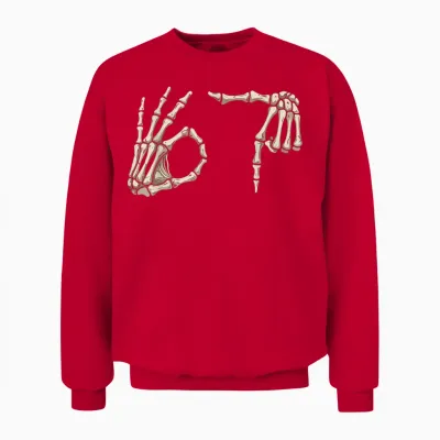 Six Seven 6 7 Meme 67 Skeleton Hand Halloween Costume Unisex Sweatshirt - Red